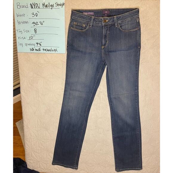 NYDJ Jeans Womens 8 Blue Marilyn Straight Lift Tuck Stretch Preppy Denim - Picture 4 of 4